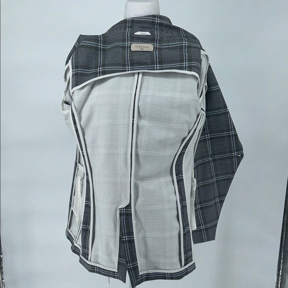 Circolo 1901 Double Breasted Plaid Blazer Blue Gray Made in Italy - Picture 8 of 14